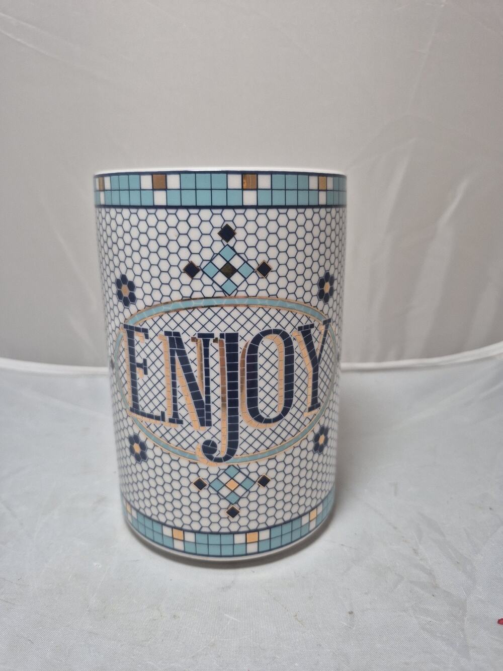 💥 Anthropologie Bistro Tile 6" Canister 'Enjoy' Mosaic C